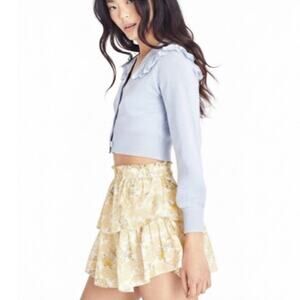 NWT LoveShackFancy Lemon Daydream Ruffle Mini Skirt Size XS